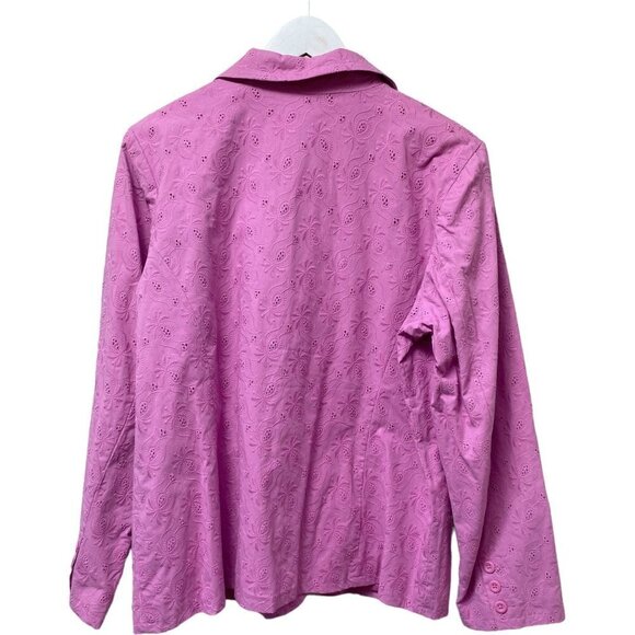 DENIM & CO. Jacket Size Large Purple Lilac Embroidered Blazer Cotton NWT - Picture 3 of 11